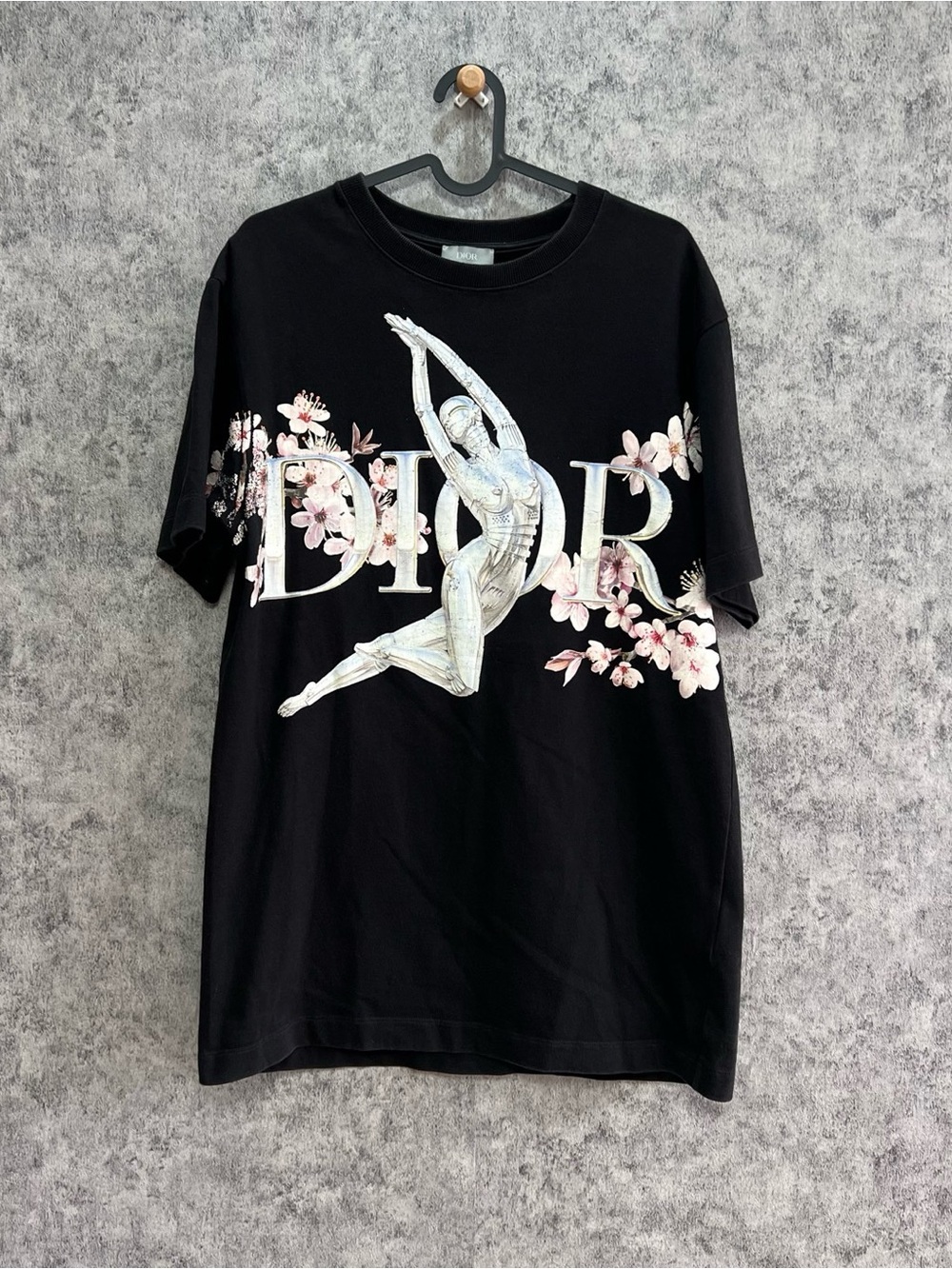 🚩steal Dior Black Floral Logo Graphic Tee